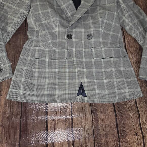 J.Crew Blazer Women 2 Gray Devon Plaid Tollegno 1900 Italian Stretch Wool Blend - Picture 8 of 12
